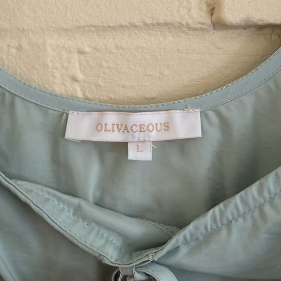 Olivaceous Tie Front Long Sleeve Smocked Crop Top - Picture 7 of 9